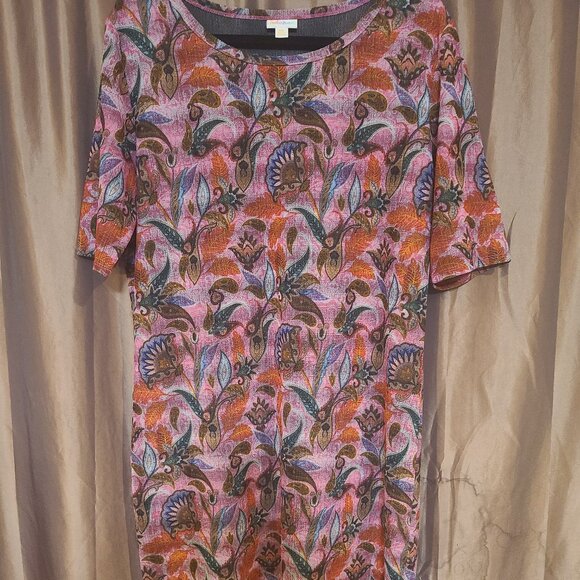 Lularoe Julia pink floral bodycon dress EUC 3XL - Picture 2 of 5